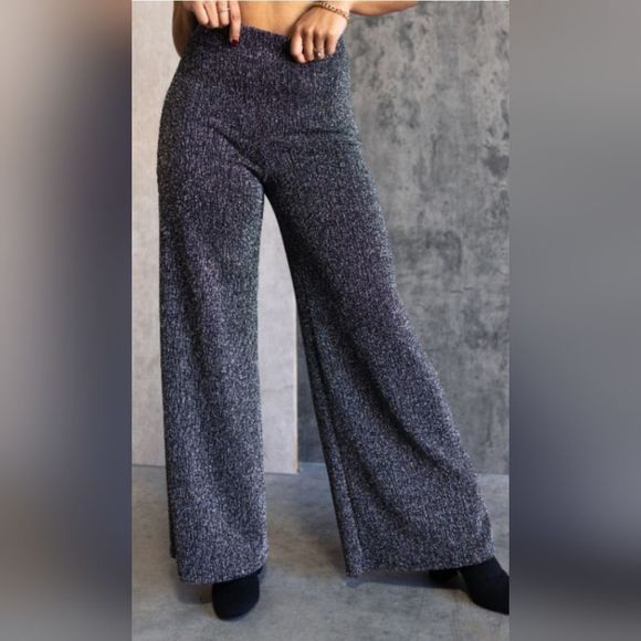 Rokoko Wide Leg Metallic Black Multicolored High Waist Pants Sz. Small - Picture 2 of 14